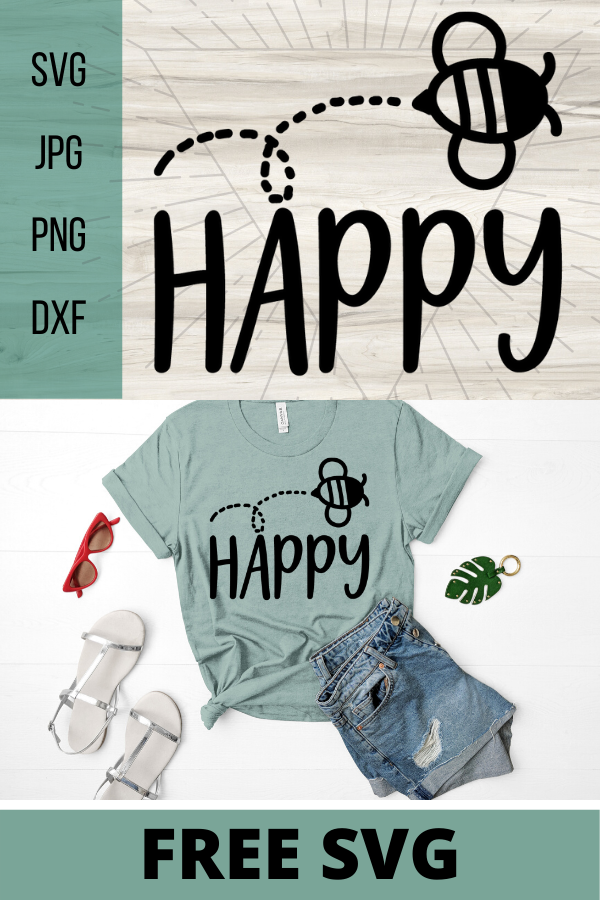 Free Bee Happy SVG. With this free SVG you can make so many DIY projects for beginners and advanced a like. Cricut projects are so much fun. be kind. #cricut #freesvg #diy #beehappy