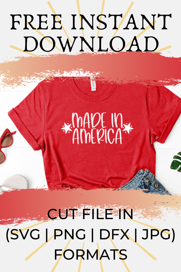 Free Made in America SVG will make for the perfect DIY patriotic Tee. Make a 4th of July shirt with this simple SVG. Cricut SVG files make for super easy beginner projects. #cricut #silhouette #freesvg #svg #diy #project