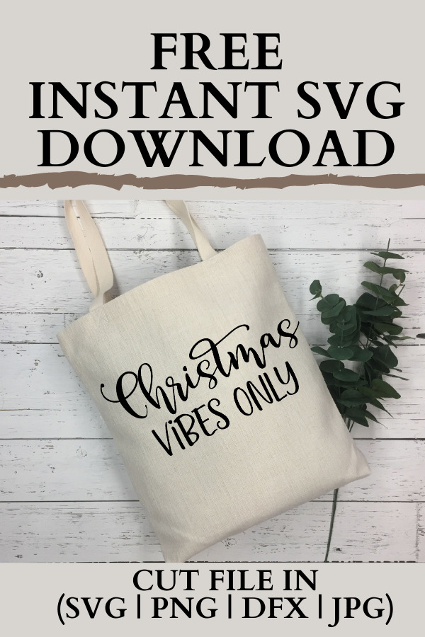 Free Christmas vibes only SVG is perfect for amping up your Christmas spirit y'all. Add this adorable Christmas cut file to a tee, bag or cup and share your spirit. #svg #freecutfile #cricut #cricutmade #silhouette #christmassvg