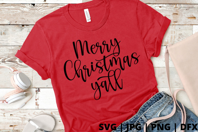 Free Merry Christmas Y'all SVG is perfect for amping up your Christmas spirit y'all. Add this adorable Christmas cut file to a tee, bag or cup and share your spirit. #svg #freecutfile #cricut @cricutmade #silhouette #christmassvg