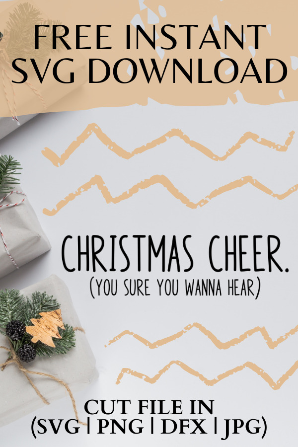 Free Christmas cheer SVG is perfect for amping up your Christmas spirit y'all. Add this adorable Christmas cut file to a tee, bag or cup and share your spirit. #svg #freecutfile #cricut #cricutmade #silhouette #christmassvg